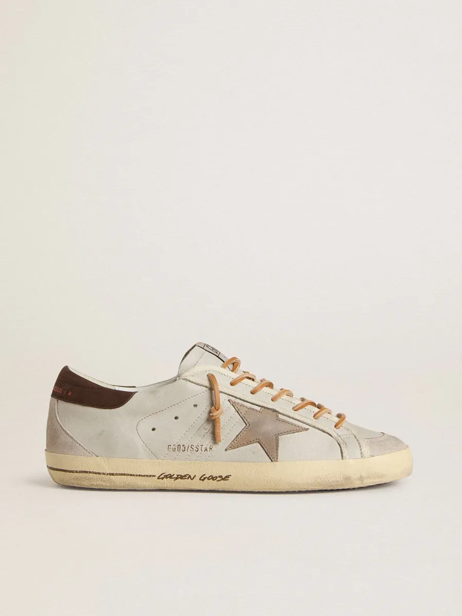 Super-Star Uomo con stella in pelle cocco color tabacco e talloncino in pelle nera