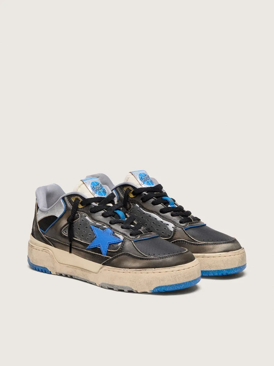 Forty2 Uomo in gomma espansa e pelle nere con stella in TPU e talloncino in pelle nera