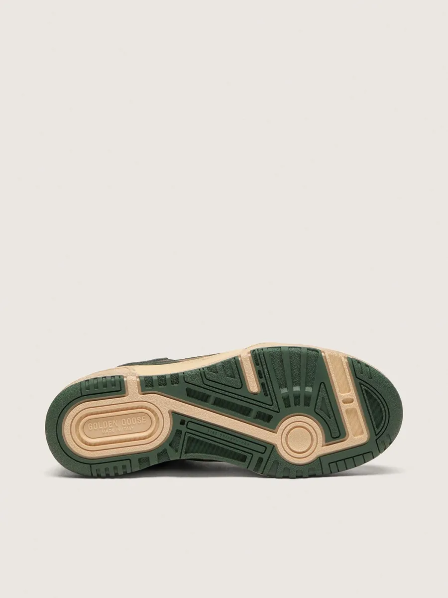 Forty2 Uomo in pelle verde e nylon crema con stella in TPU e talloncino in pelle argento