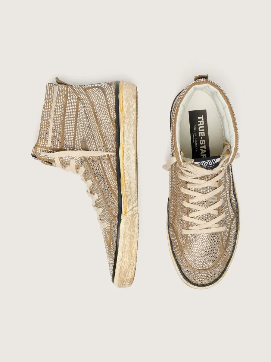 Slide Uomo LAB in suede tabacco con cristalli e stella in suede color tabacco