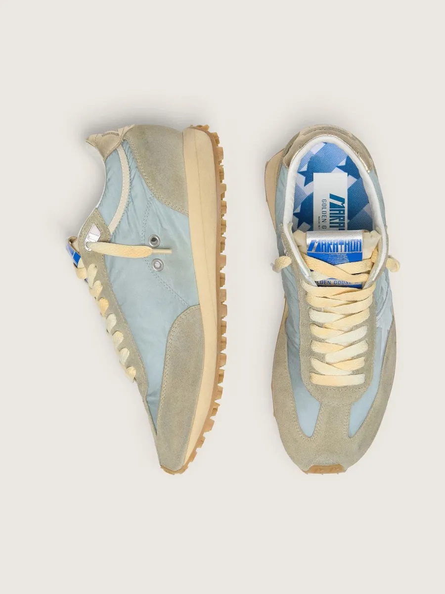 Marathon Uomo con tomaia in nylon azzurro e stella azzurro pastello
