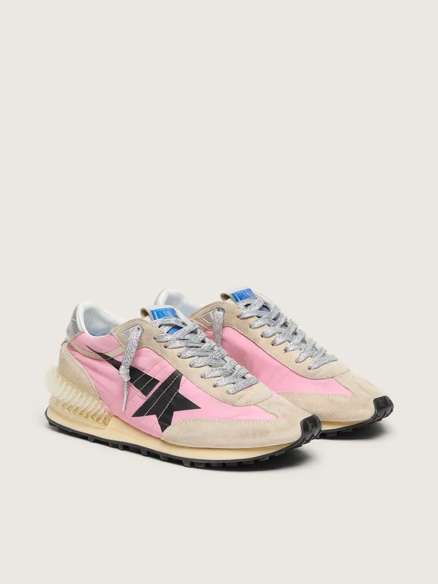 Marathon Uomo in nylon rosa e suede oro con stella stampata nera