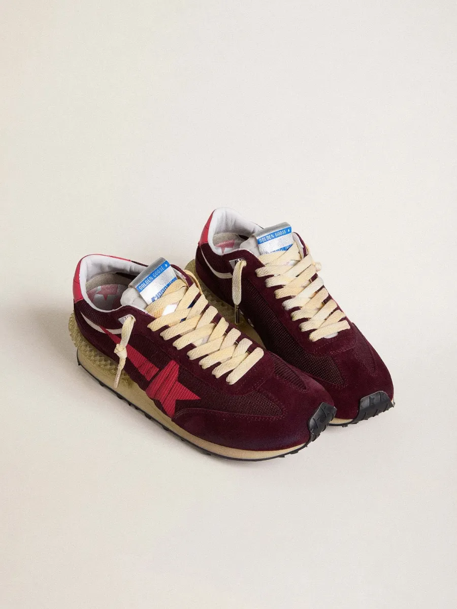 Marathon Uomo in mesh e suede bordeaux con stella rosa stampata