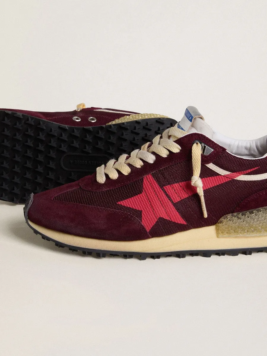 Marathon Uomo in mesh e suede bordeaux con stella rosa stampata