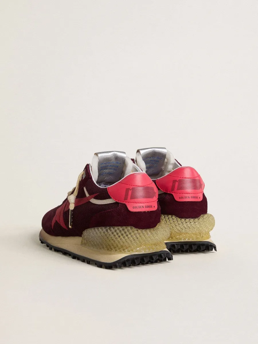Marathon Uomo in mesh e suede bordeaux con stella rosa stampata