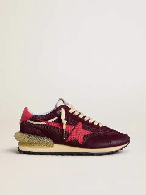 Marathon Uomo in mesh e suede bordeaux con stella rosa stampata