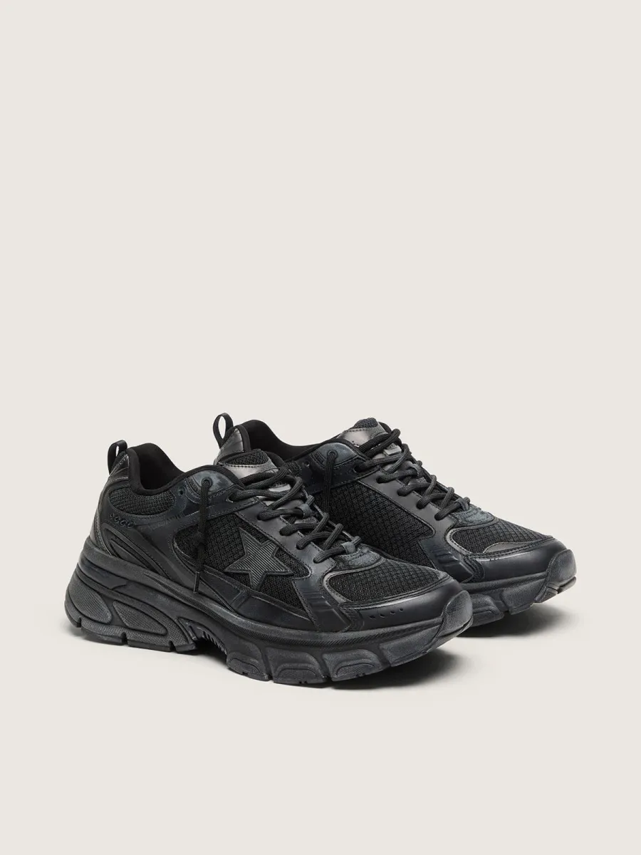 Lightstar Uomo in tomaia in pelle e mesh neri e stella nera