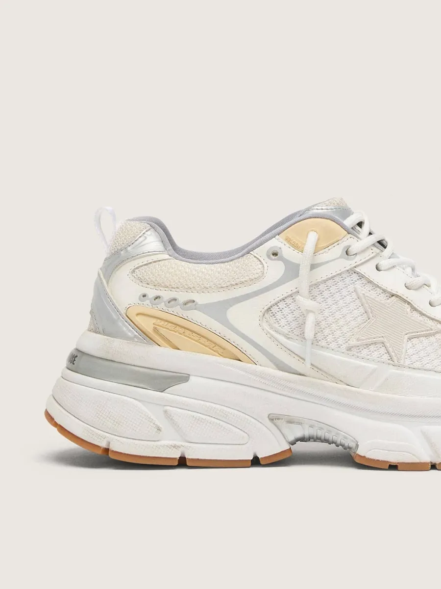 Lightstar Uomo in pelle e mesh bianchi e stella bianco vissuto