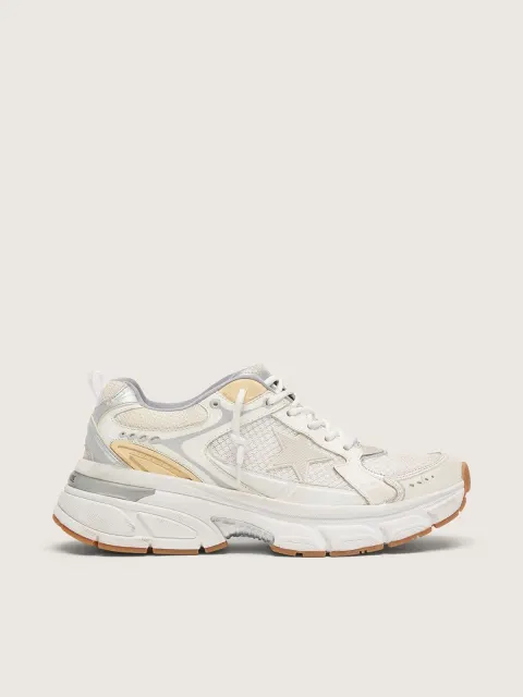 Lightstar Uomo in pelle e mesh bianchi e stella bianco vissuto