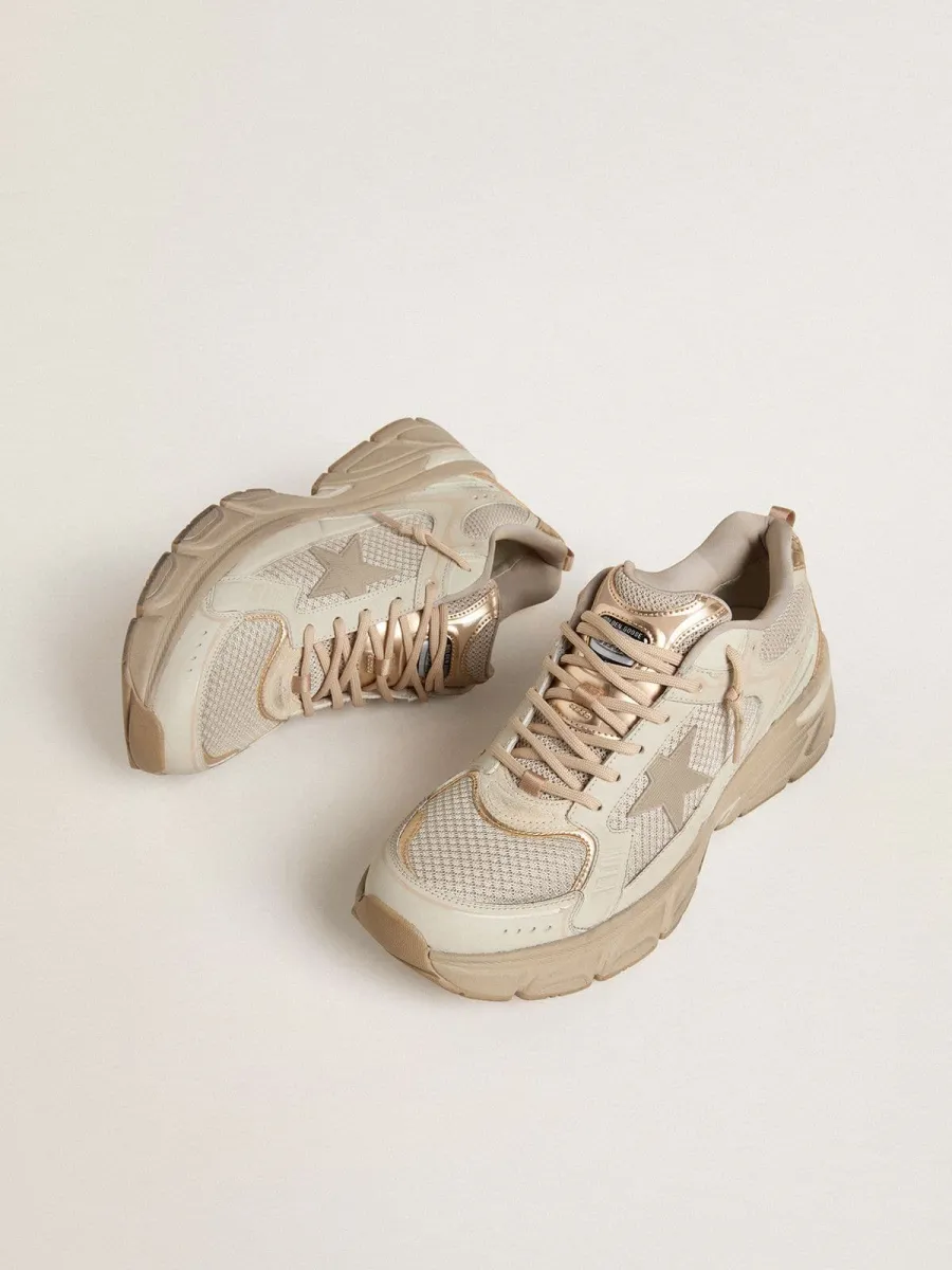 Lightstar Uomo in pelle e mesh color tortora e stella in TPU beige