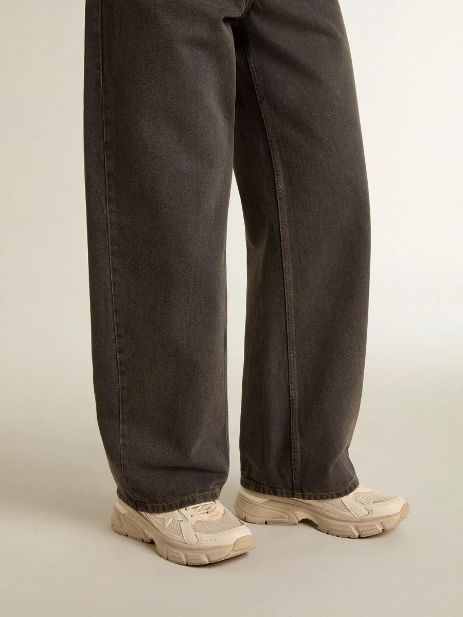 Lightstar Uomo in pelle e mesh color tortora e stella in TPU beige