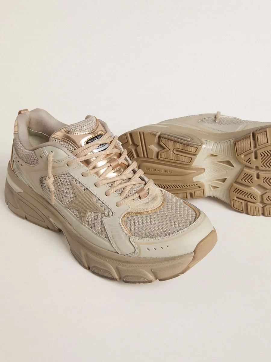 Lightstar Uomo in pelle e mesh color tortora e stella in TPU beige