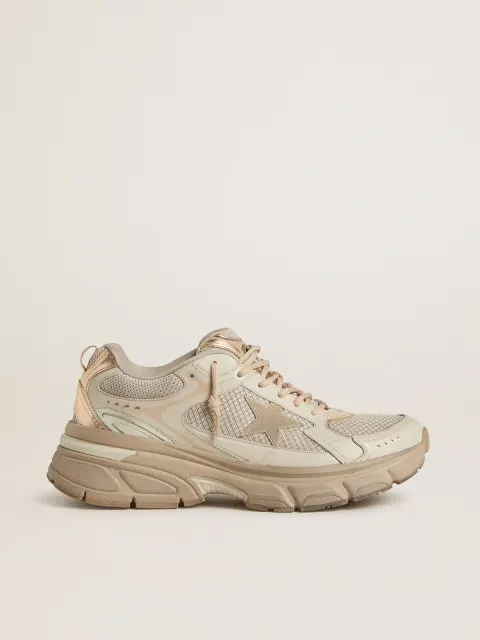 Lightstar Uomo in pelle e mesh color tortora e stella in TPU beige