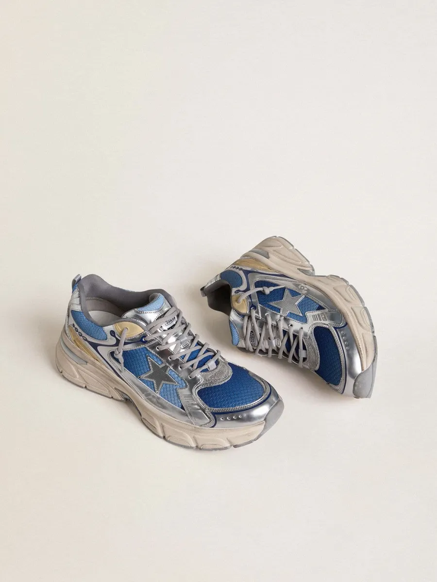 Lightstar Uomo  in mesh azzurro con stella in TPU bianco e inserti bio-based argento