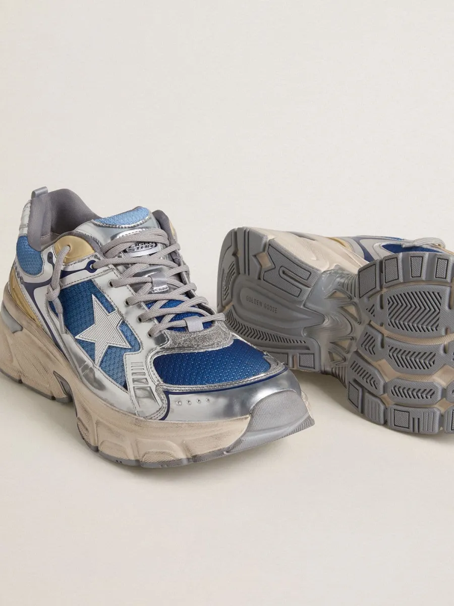 Lightstar Uomo  in mesh azzurro con stella in TPU bianco e inserti bio-based argento