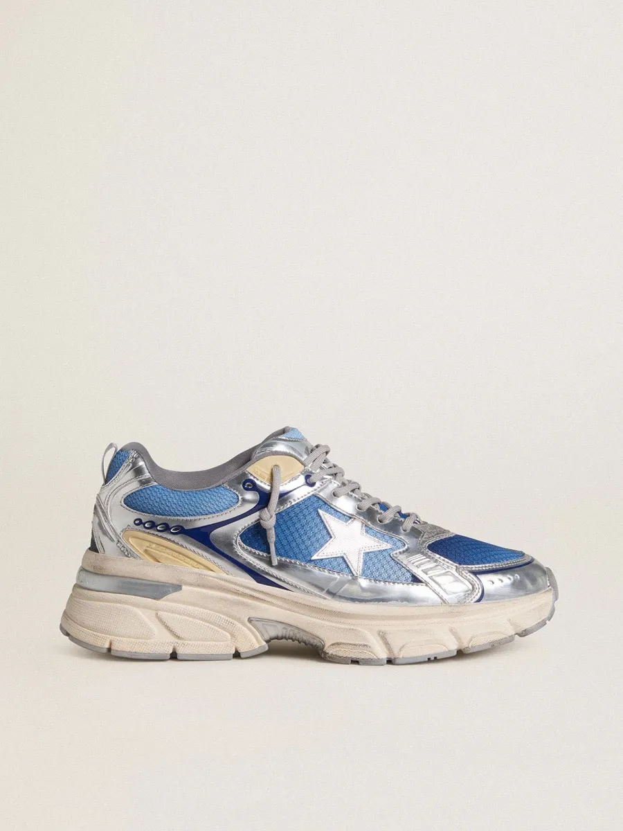 Lightstar Uomo  in mesh azzurro con stella in TPU bianco e inserti bio-based argento