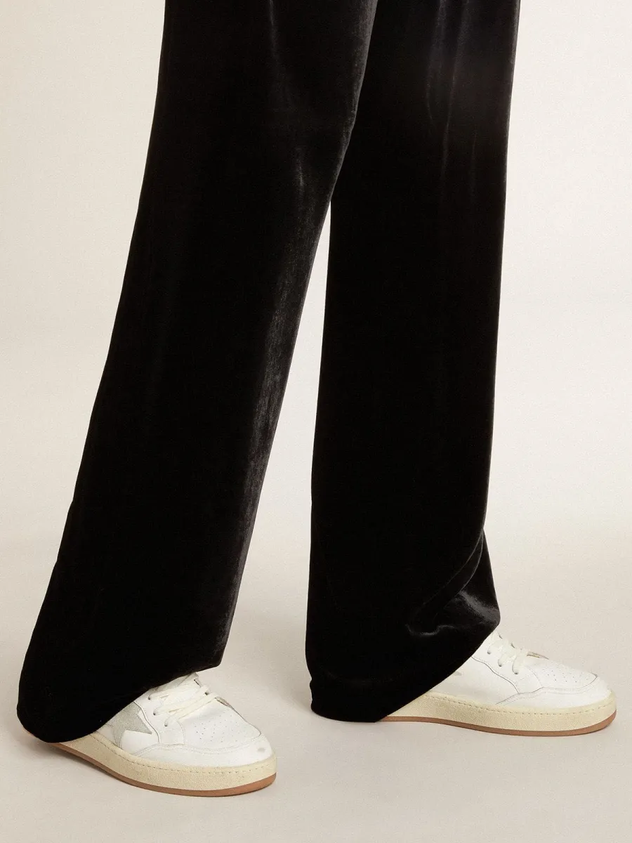 Ball Star con stella in suede ghiaccio e talloncino in pelle lucida nera