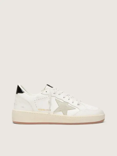 Ball Star con stella in suede ghiaccio e talloncino in pelle lucida nera