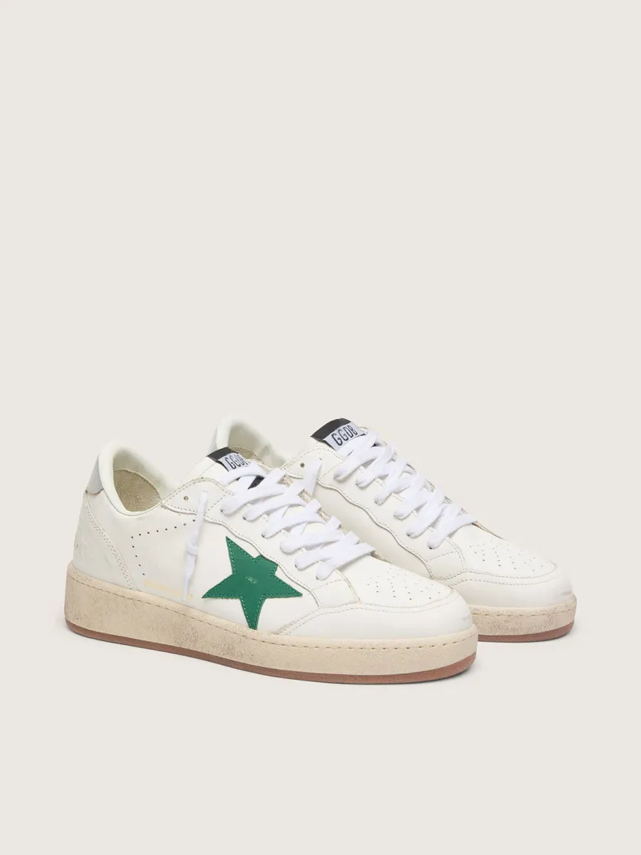 Ball Star Uomo con stella in pelle verde e talloncino in pelle laminata