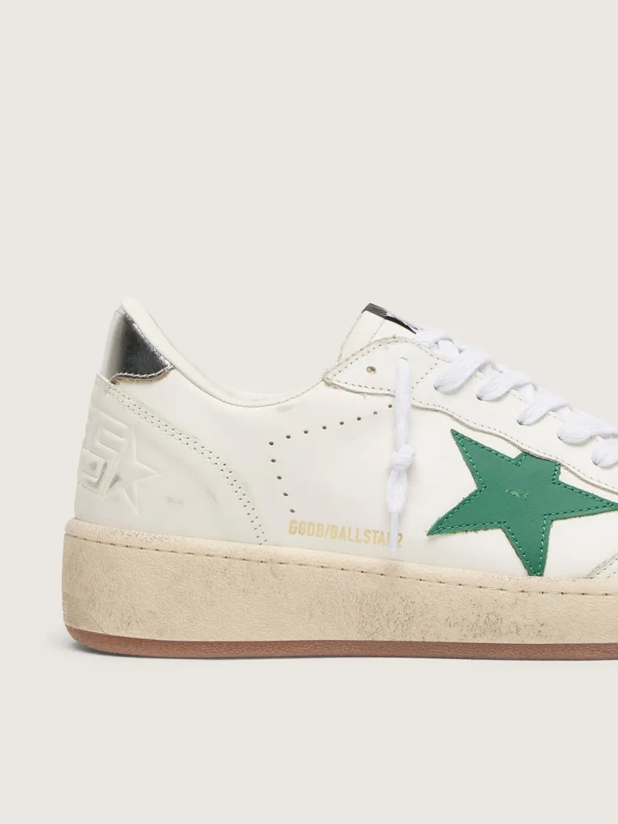 Ball Star Uomo con stella in pelle verde e talloncino in pelle laminata