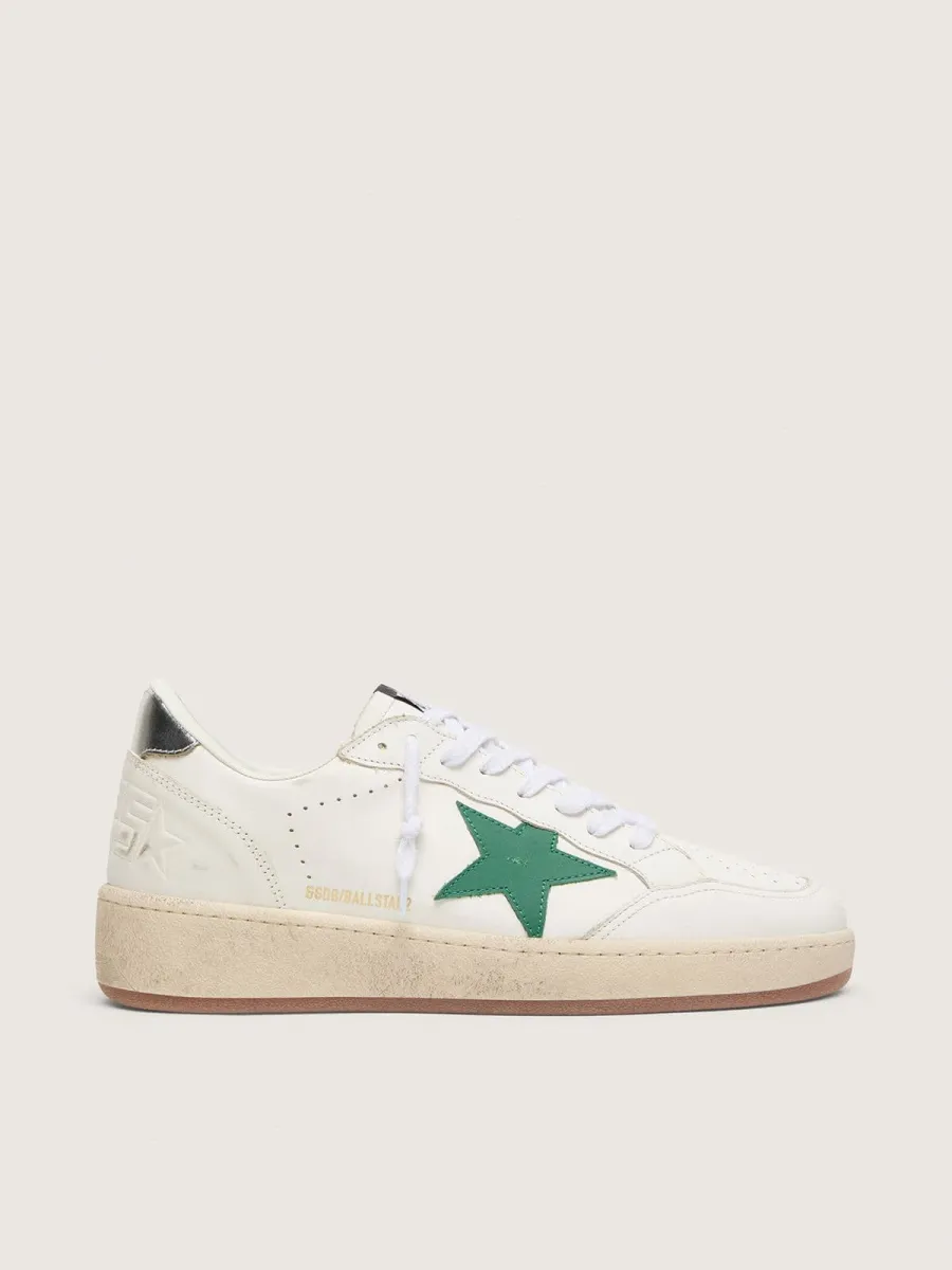 Ball Star Uomo con stella in pelle verde e talloncino in pelle laminata