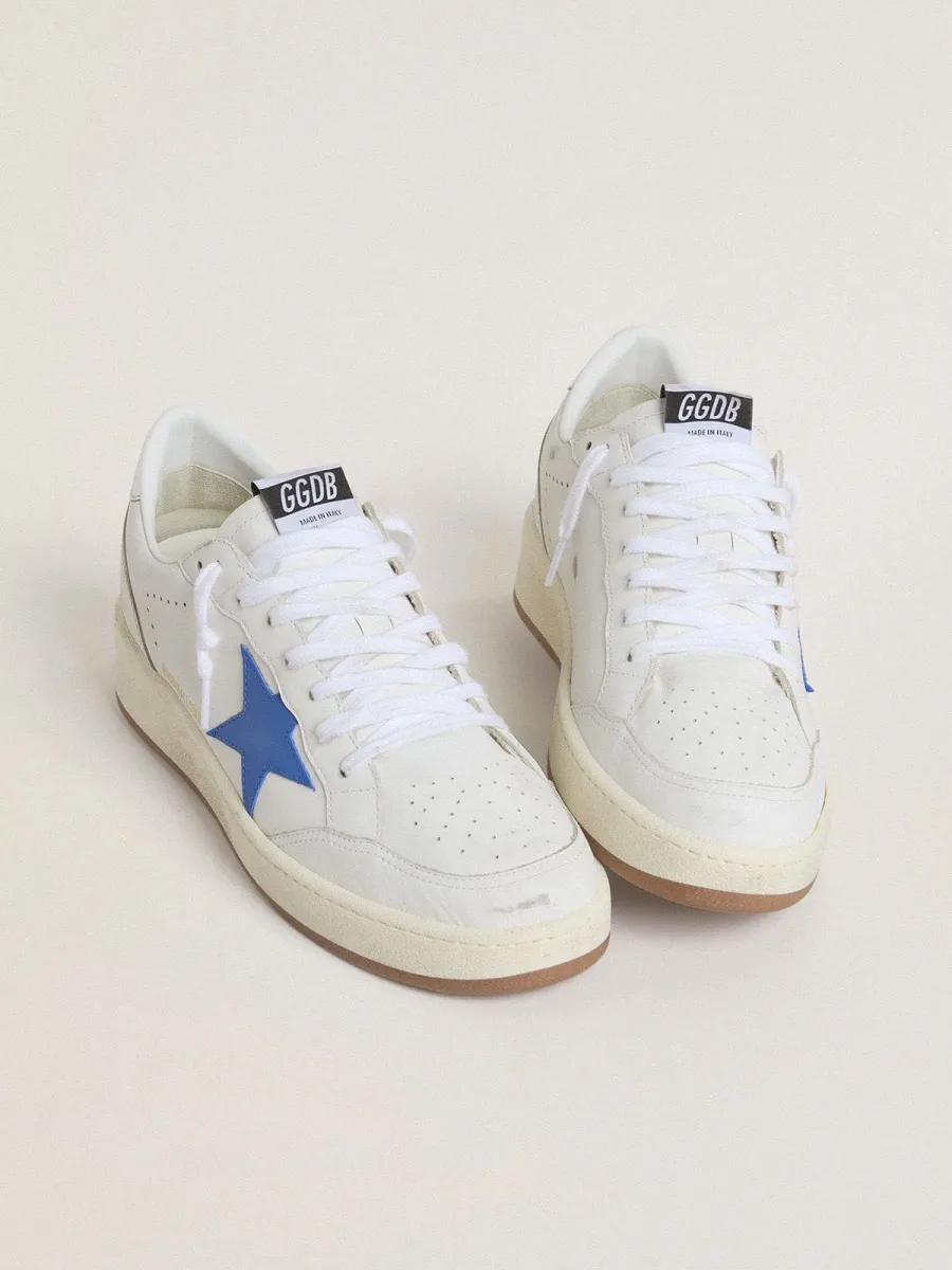 Ball Star con stella in pelle azzurro e talloncino in pelle laminata argento