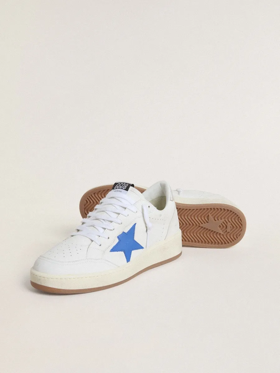 Ball Star con stella in pelle azzurro e talloncino in pelle laminata argento