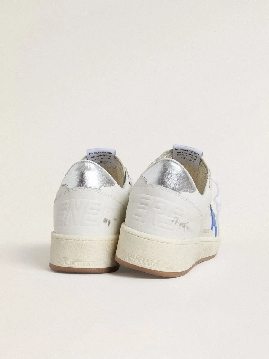 Ball Star con stella in pelle azzurro e talloncino in pelle laminata argento
