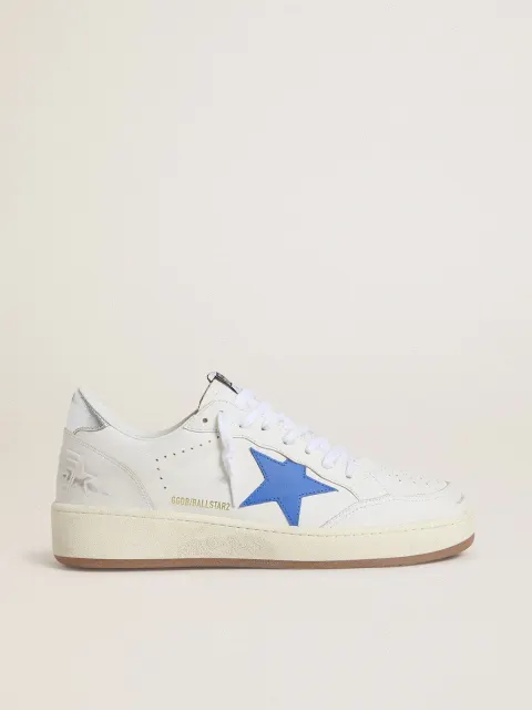 Ball Star con stella in pelle azzurro e talloncino in pelle laminata argento