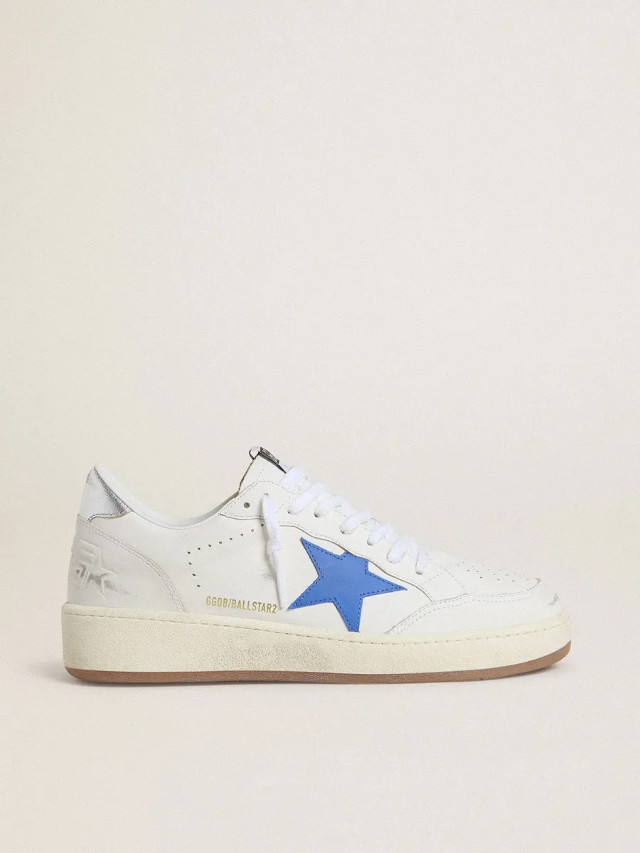 Ball Star con stella in pelle azzurro e talloncino in pelle laminata argento