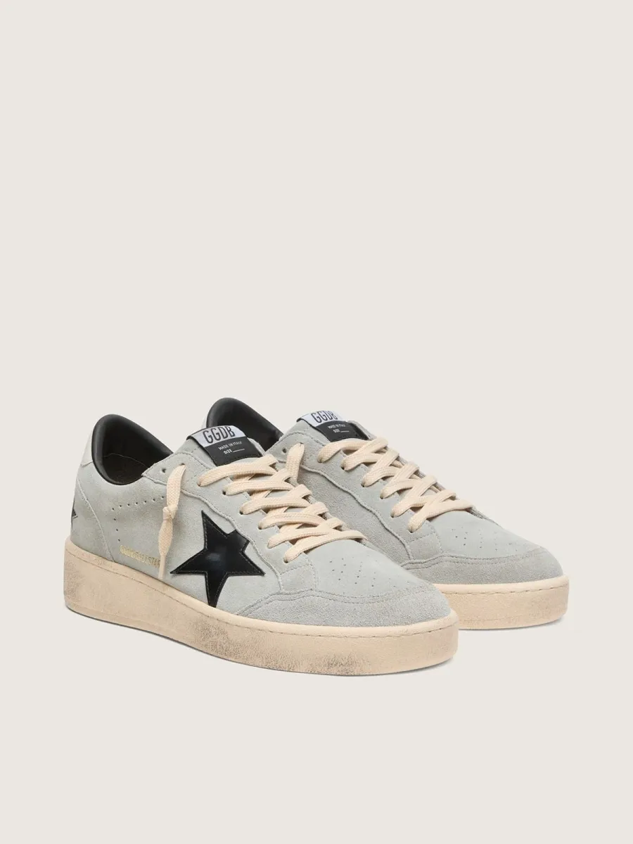 Ball Star uomo in suede grigio con stella in pelle nera
