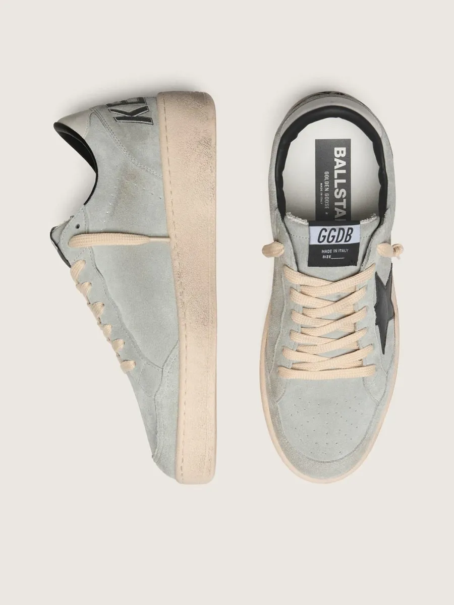 Ball Star uomo in suede grigio con stella in pelle nera