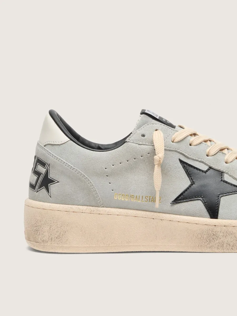 Ball Star uomo in suede grigio con stella in pelle nera
