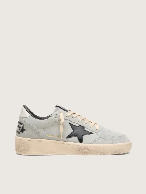 Ball Star uomo in suede grigio con stella in pelle nera
