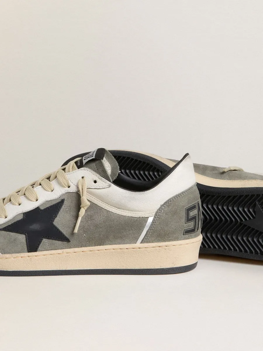Ball Star Uomo in suede grigio con stella in pelle nera e inserti in nappa bianca
