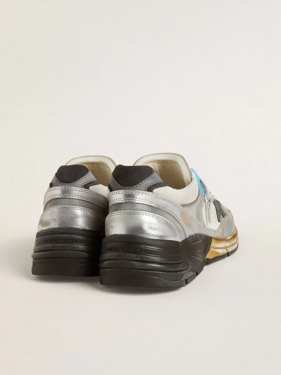 Dad-Star Uomo in rete e pelle laminata argento con stella in pelle nera
