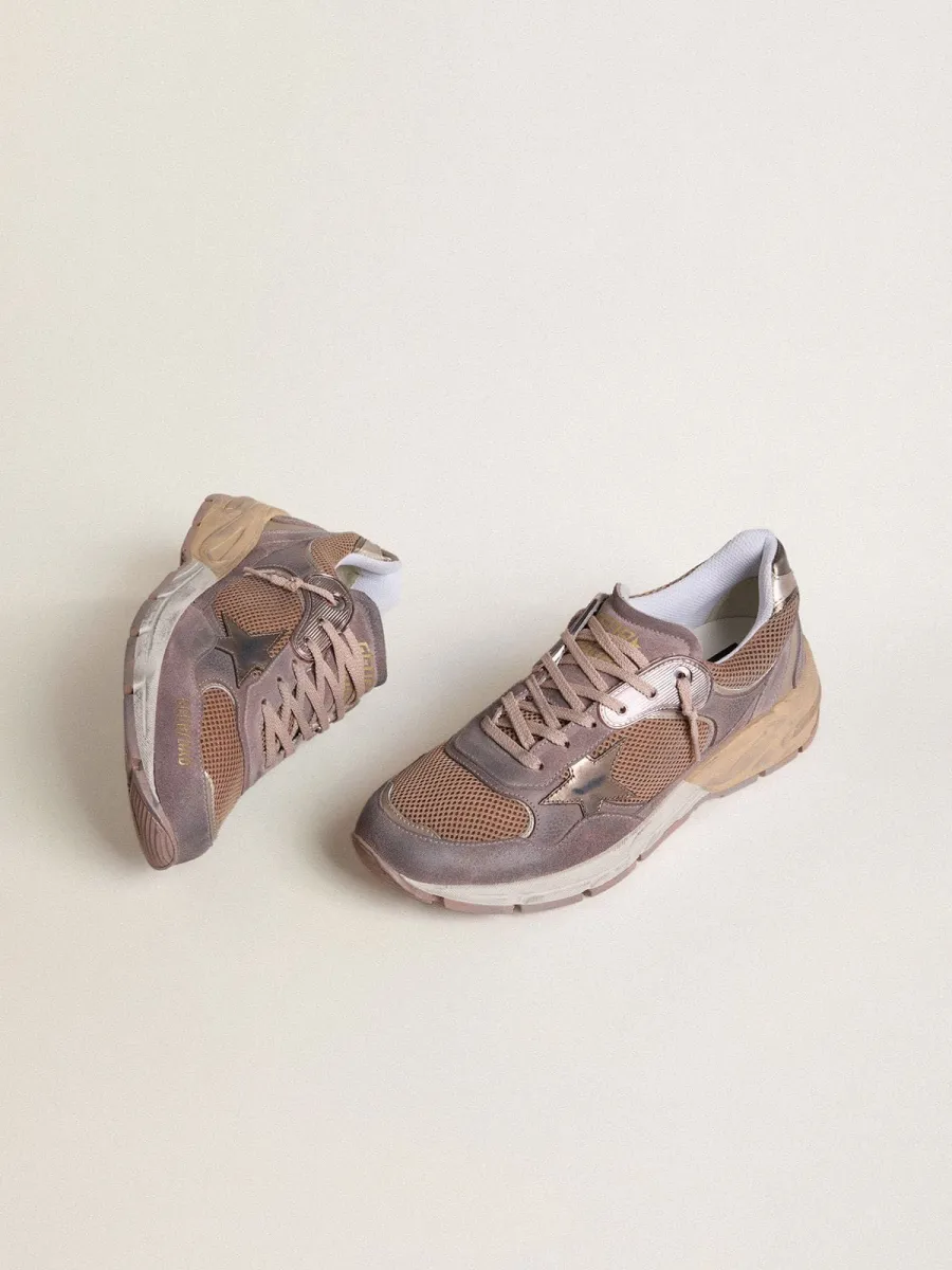 Dad-Star Uomo in suede e rete lilla con stella e talloncino in pelle laminata
