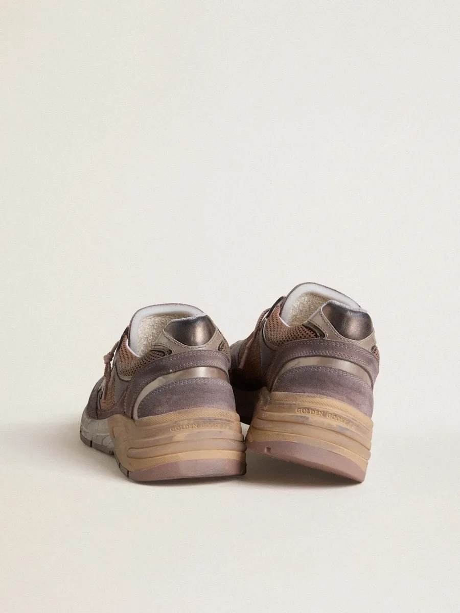 Dad-Star Uomo in suede e rete lilla con stella e talloncino in pelle laminata