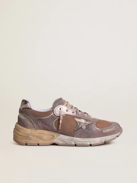 Dad-Star Uomo in suede e rete lilla con stella e talloncino in pelle laminata