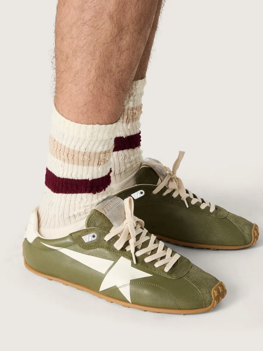 Marathon Speed uomo in pelle verde oliva con stella crema