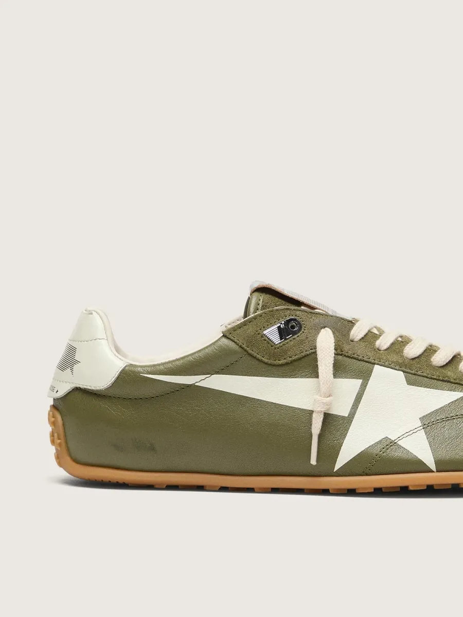 Marathon Speed uomo in pelle verde oliva con stella crema