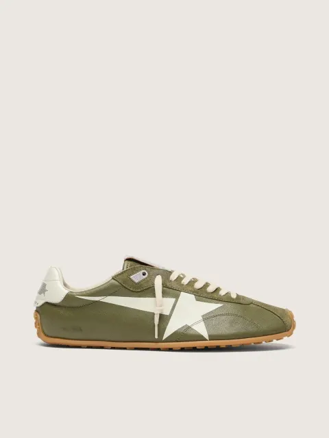 Marathon Speed uomo in pelle verde oliva con stella crema
