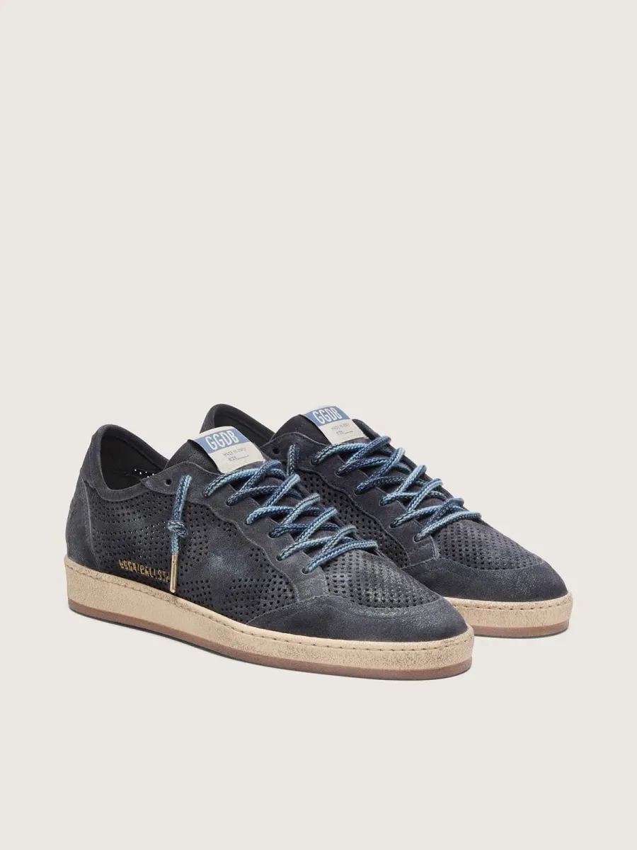 Ball Star uomo in suede traforato blu scuro e stella in suede blu scuro
