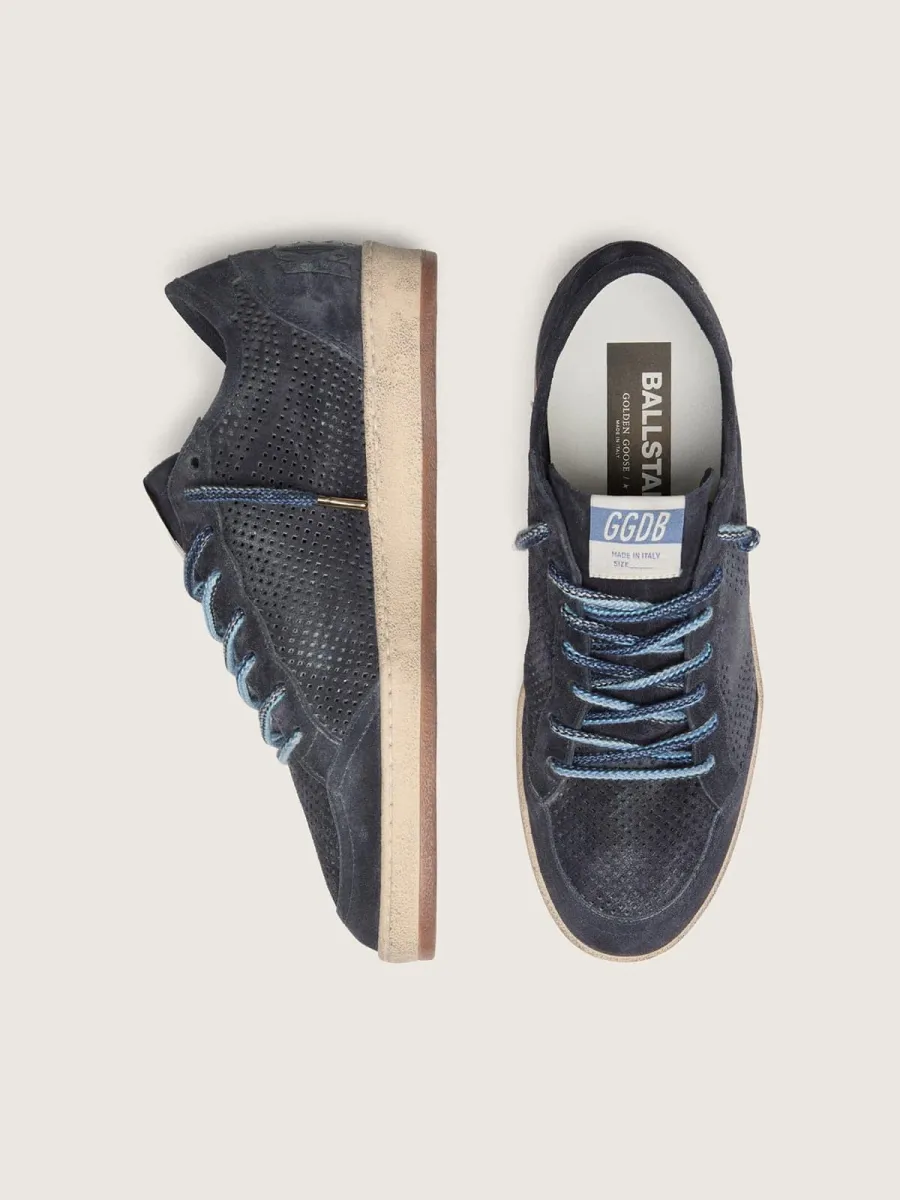 Ball Star uomo in suede traforato blu scuro e stella in suede blu scuro