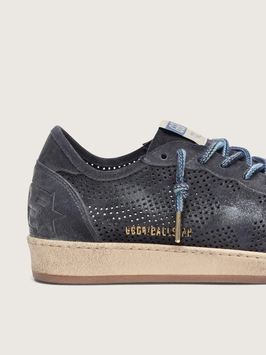 Ball Star uomo in suede traforato blu scuro e stella in suede blu scuro