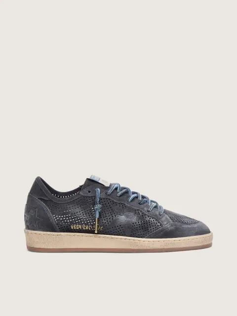 Ball Star uomo in suede traforato blu scuro e stella in suede blu scuro