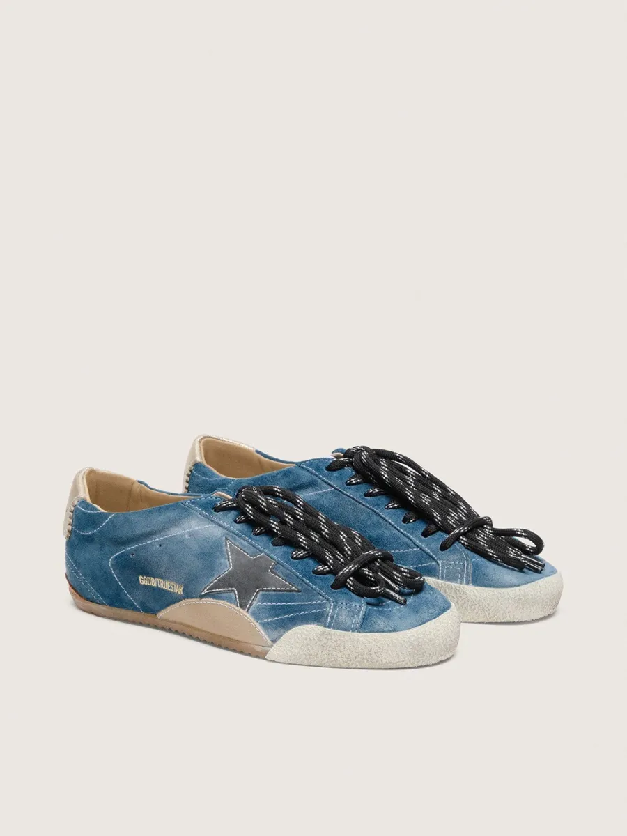 True-Star Uomo in suede ottanio con stella nera e talloncino panna