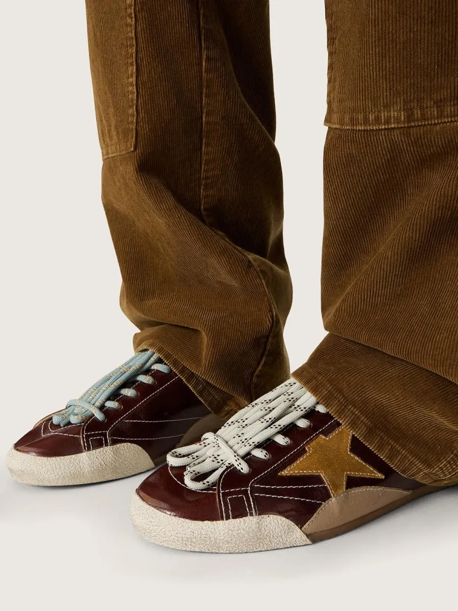 True-Star Uomo in naplak bordeaux con stella in suede e talloncino in nappa argento