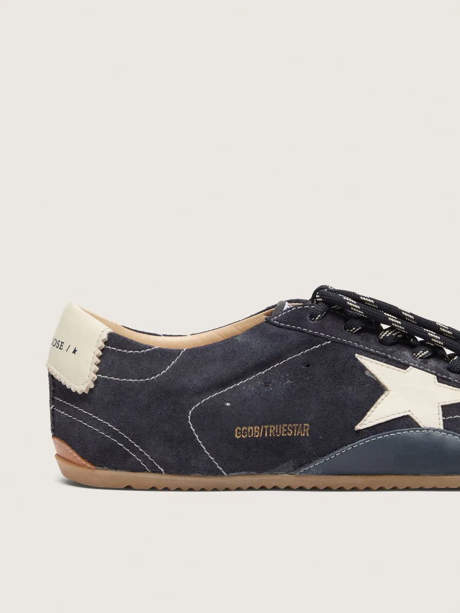 True-Star Uomo in suede blu scuro con stella e talloncino in nappa bianca