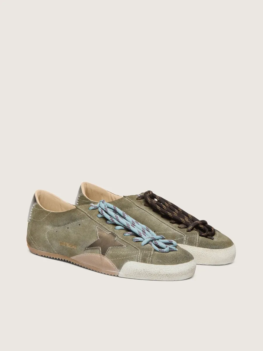 True-Star uomo in suede oliva con stella oro